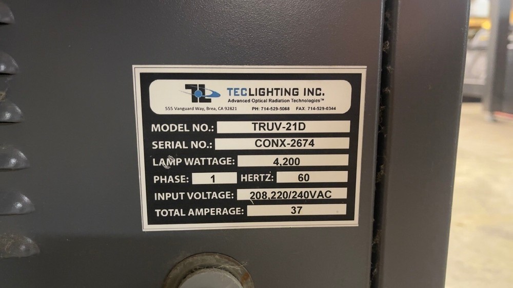 Tec Lighting TruCoat 21" Hand-Fed UV Coater
