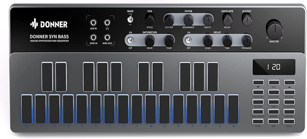 Donner B1 Synthesizer Analog LED Bass Sequencer DJ Controller Beat Drum Machine