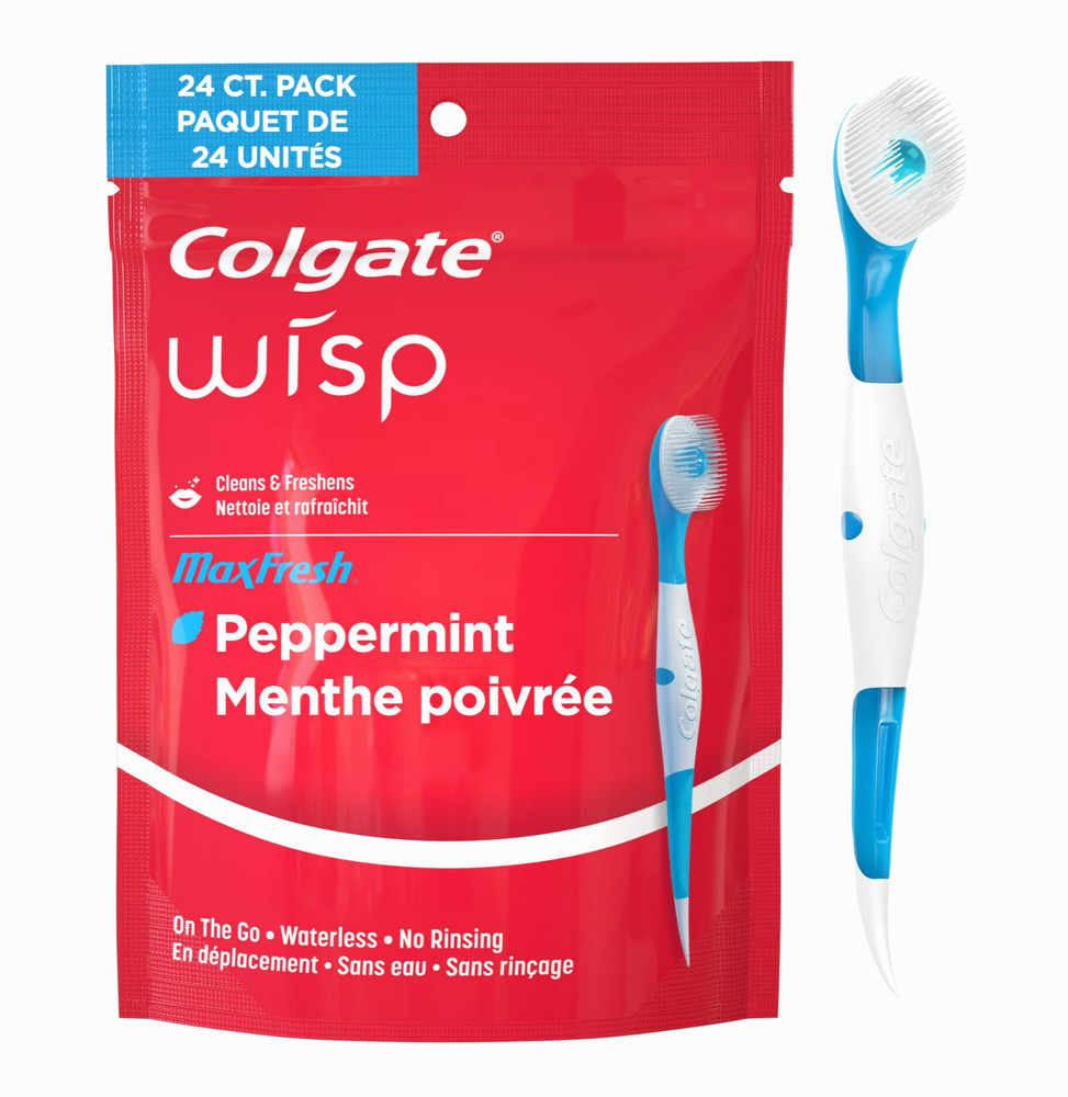 Colgate Max Fresh Wisp Disposable Mini Travel Toothbrushes, Peppermint- 24 Count