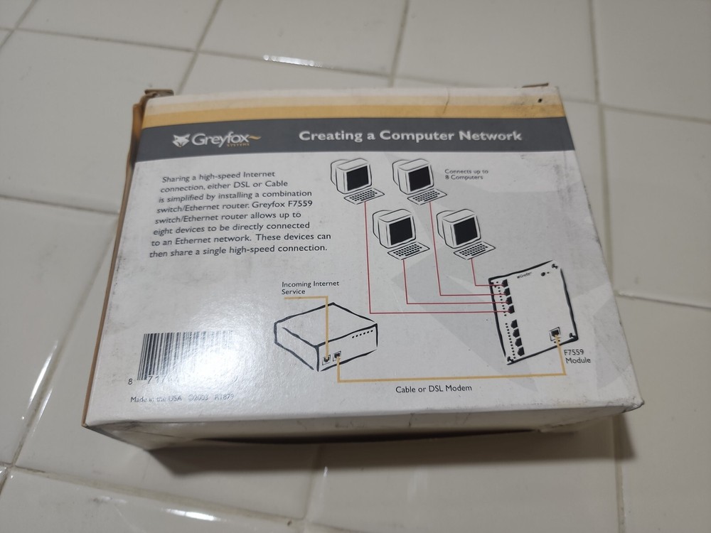 Greyfox High Speed internet Access for 8 Computers Module F7559 NIB Router
