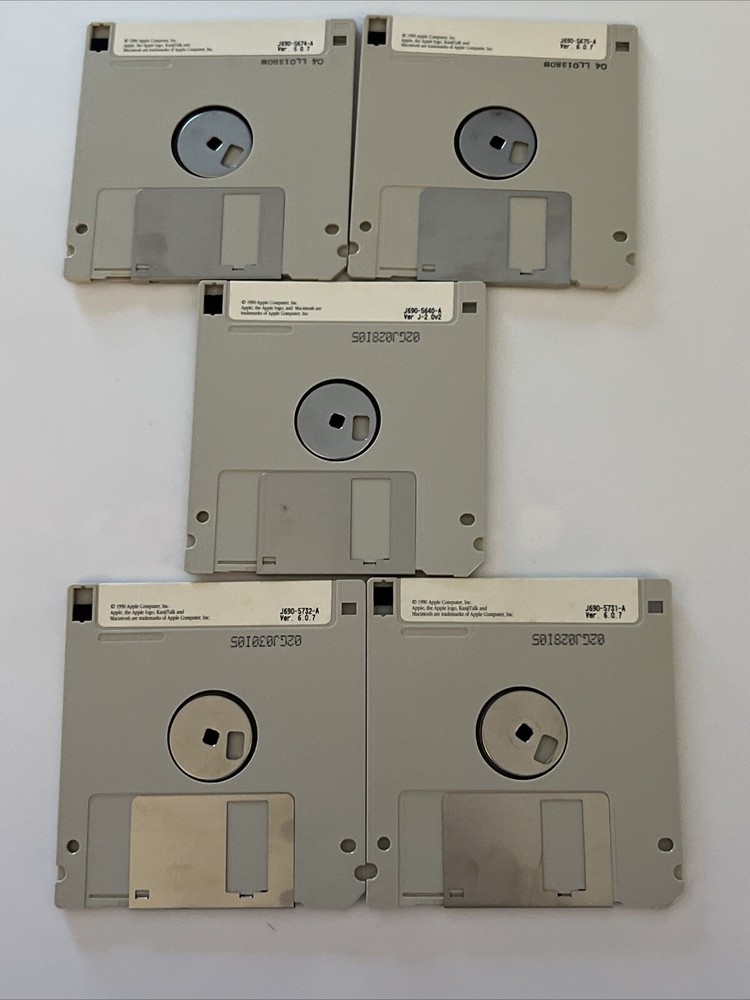 5 Vintage 1990 Apple Macintosh Floppy Disk Hypercard System Startup Additions