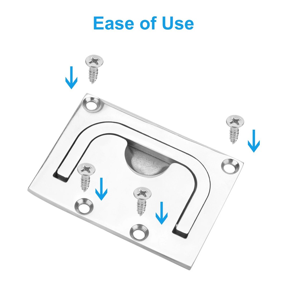 Marine 316 Stainless Steel Foldable Recessed Hatch Handle Ring Pull Boat Deck