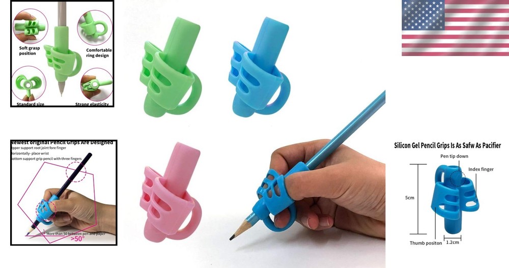 Pencil Correction Grips – Soft Silicone Holders for Correct Writing Posture