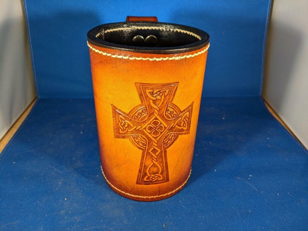Celtic "Old Cross" Leather Mug by Elandah Leather