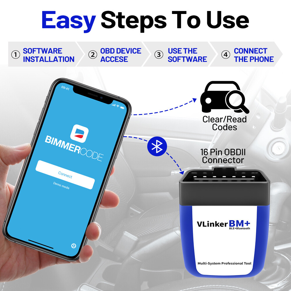 Vgate VLinker BM+ Bluetooth OBD2 Scanner for BMW BIMMERCODE Coding IOS Android