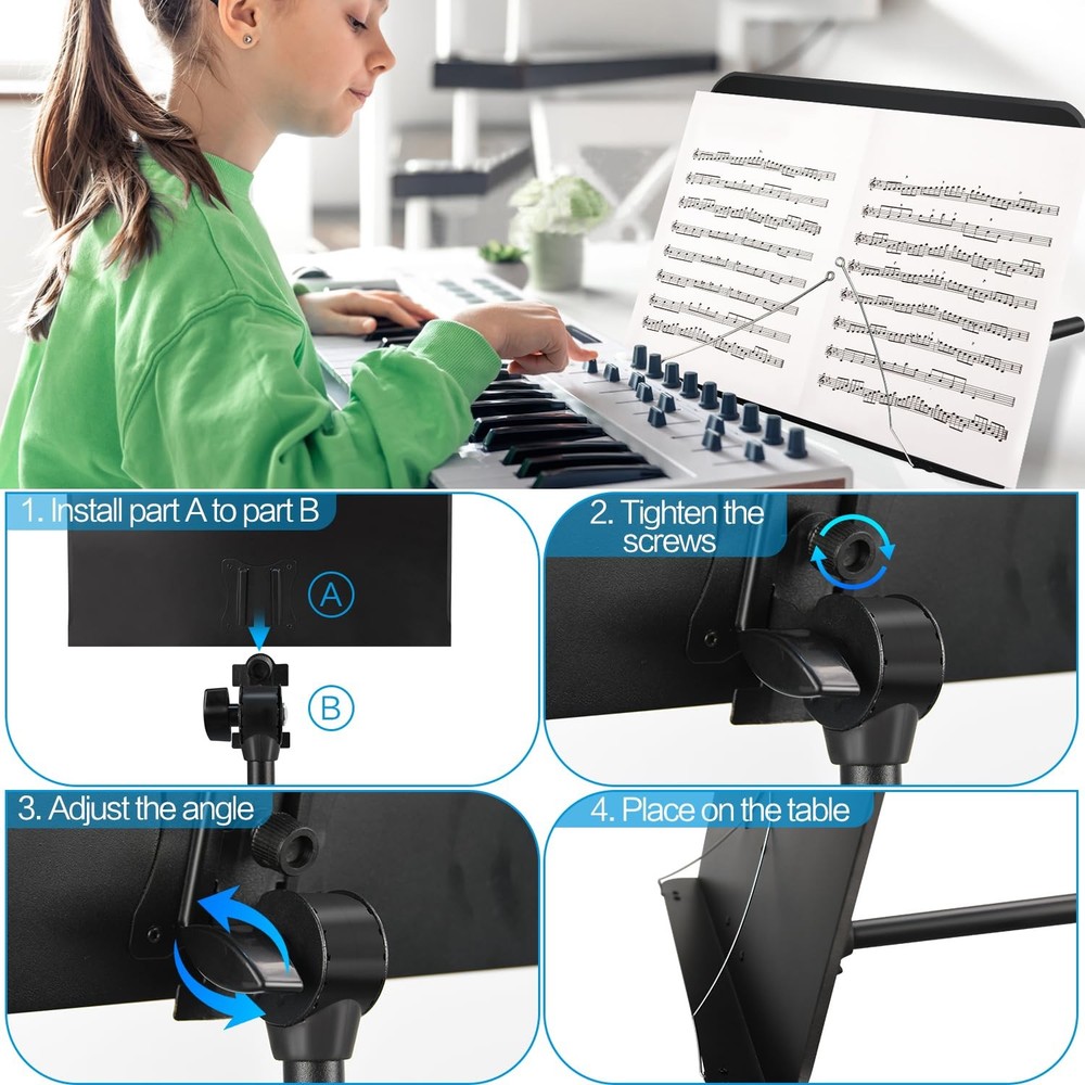 Sheet Music Stand, 1/2/3 Pack Adjustable Standard Version, 1 pack black