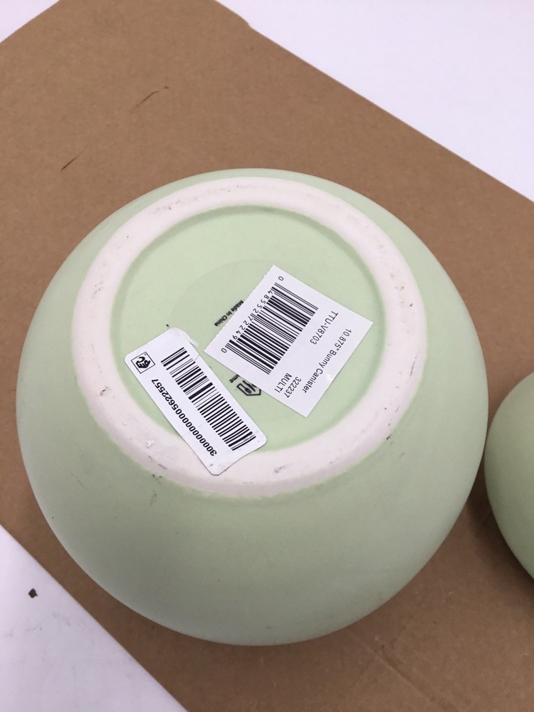 Haven Easter Bunny Cookie Jar Sage -(Defect)