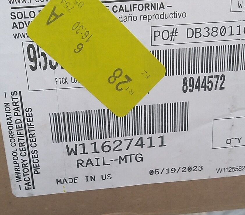 Whirlpool Microwave Right Side Rail W11627411