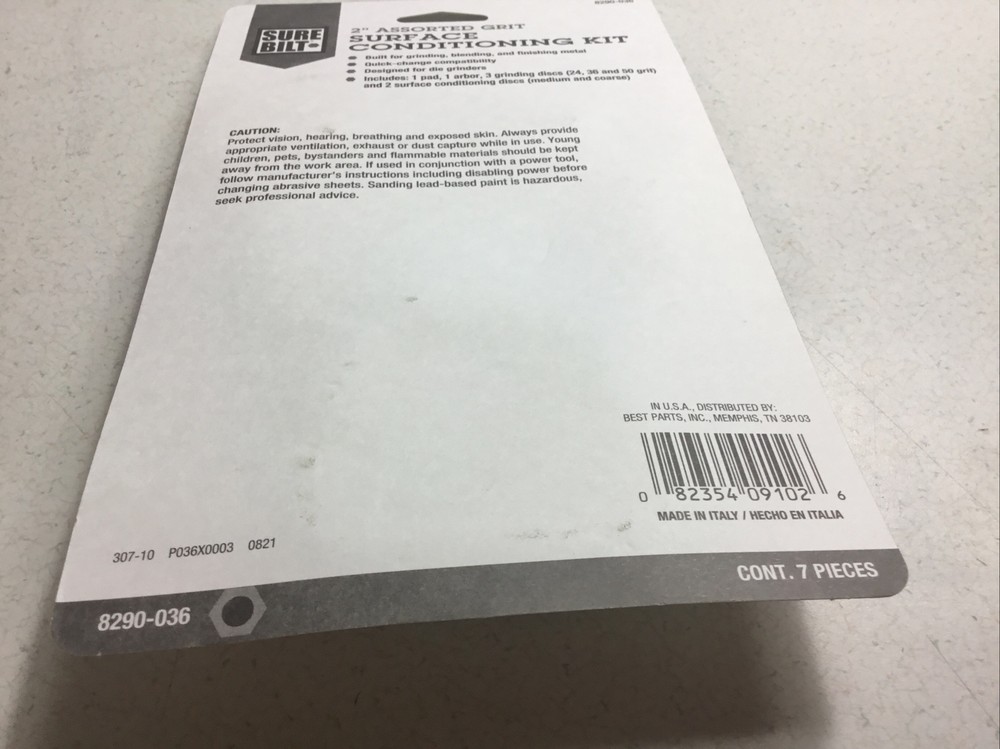 Sure Bilt 8290-036 2” Surface Conditioning Kit die grinder set Pad Arbor Discs