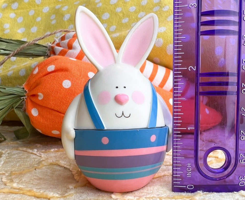 1983 HALLMARK 3" Easter Bunny Rabbit Wearing Suspenders Fillable Egg