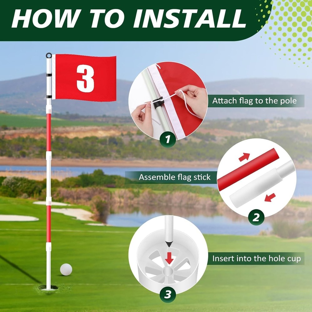 6Ft Golf Flagstick Set - Portable Numbered Flags & Poles for Practice