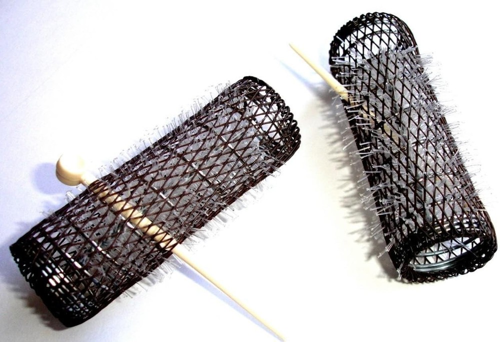Hair Styling Brush Rollers & Pins - 2 Pack, 12 Rollers, 7/8" x 3" Bristles