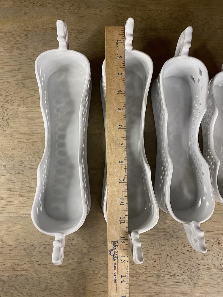 Mikasa Manchester Pattern Porcelain White Buffet Flatware Silverware Holders 4pc