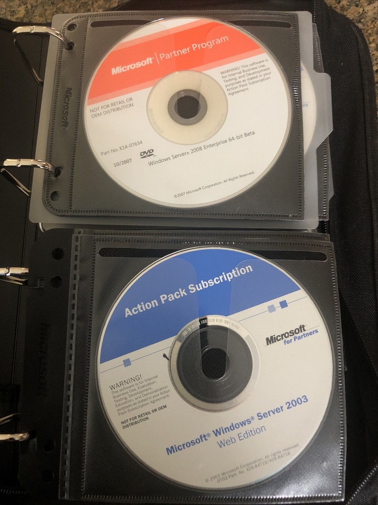 Microsoft Action Pack-Asst. Software 48 CDs- Many Keys Included