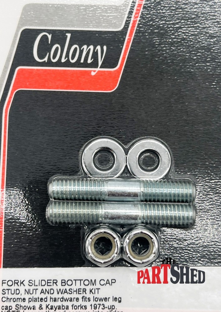 Fork Slider Bottom Cap Stud and Nut Chrome for Harley Davidson by V-Twin