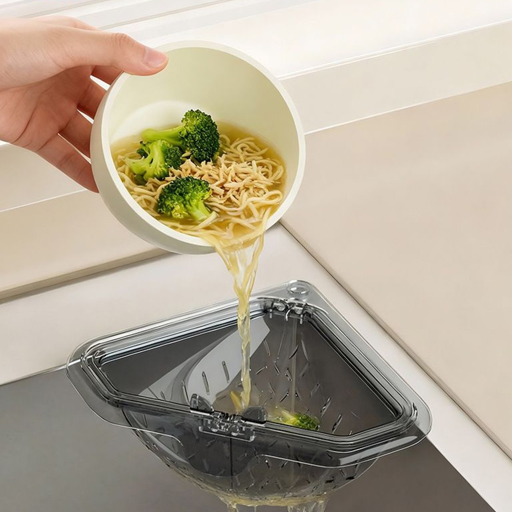 Corner Sink Strainer Magnetic Suction Storage Rack Triangle Drying Kitchen