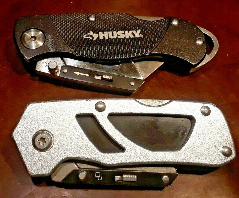 HUSKY 2-Pack Folding Utility Knife Set Sure-Grip lock-back