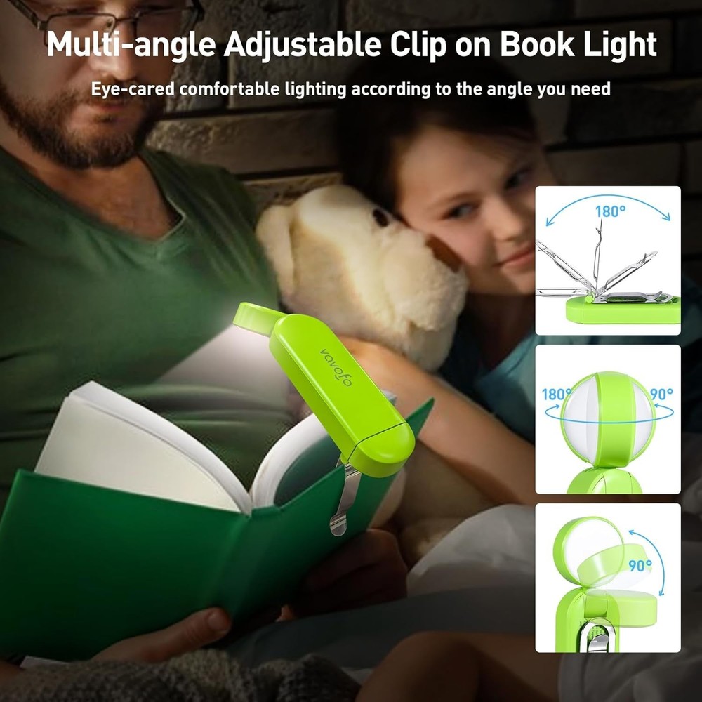 USB Rechargeable Book Light, Blue Light Blocking Clip On Bookmark Shaped Light