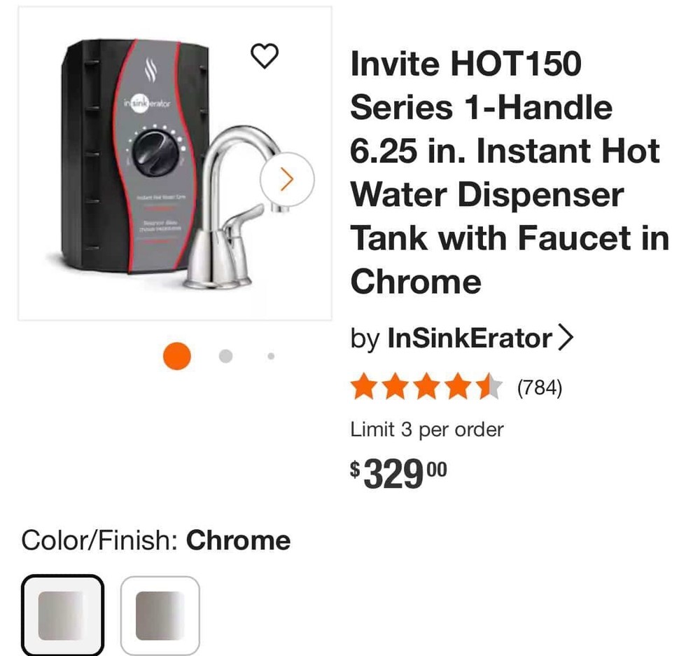 InSinkErator H-HOT150C-SS Water Dispenser - Chrome NEW SEALED SAME DAY SHIP