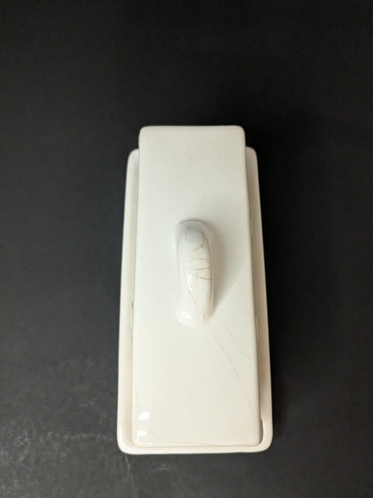 Decorative Honey Bee Butter Dish – White Ceramic Honeybee Pattern With Flora...