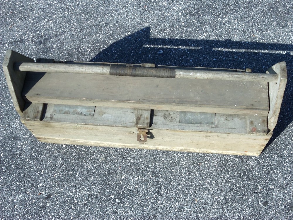 Vintage Wooden Rustic Tool Carrier Tool Box