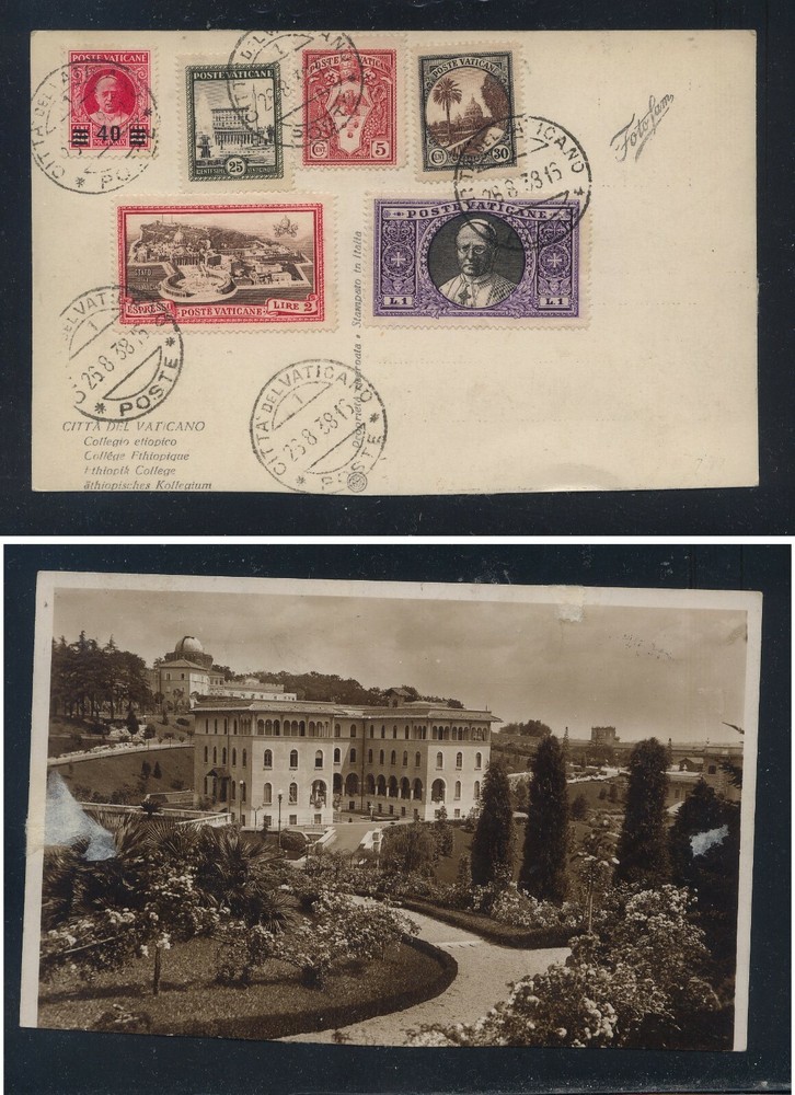 Vatican   City   28, 35, E3  on  post   card  1938