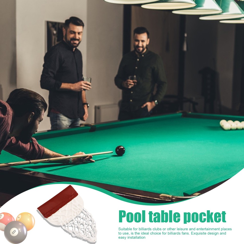6PCS Leather Snooker Table Net Pockets Set Replacement Billiard Pool Ball Bag