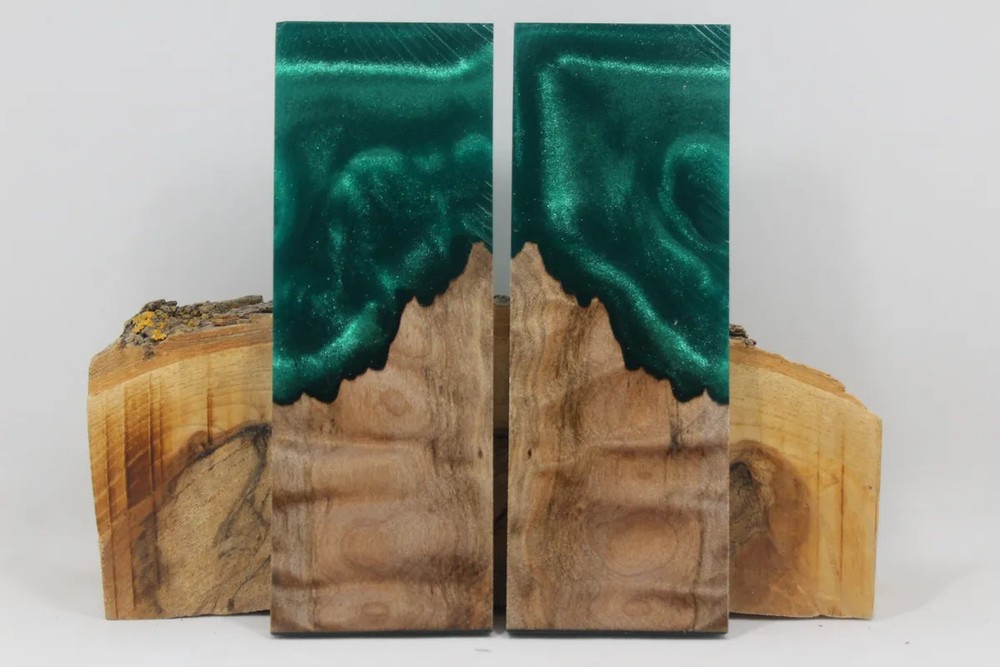 HYBRID STABILIZED MAPLE GREEN CUSTOM COMPOSITE KNIFE HANDLE MATERIAL (8233)