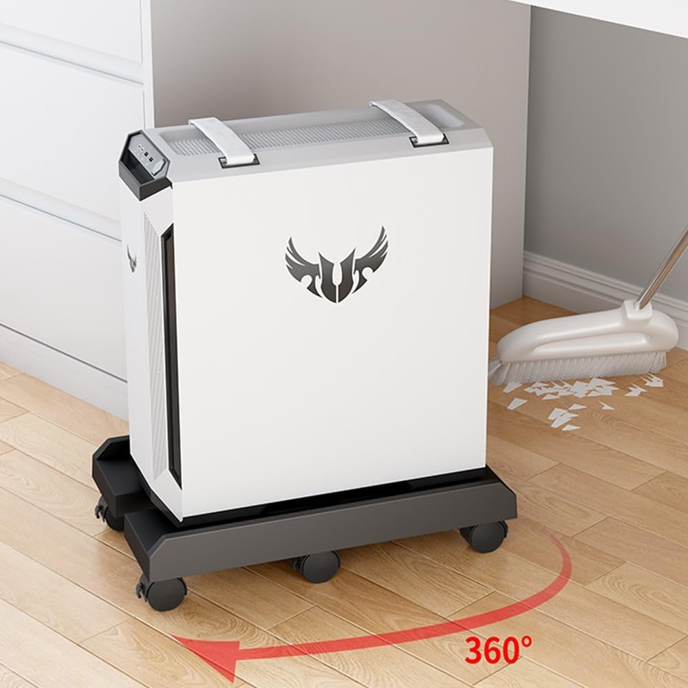Adjustable Mobile CPU Stand, Ventilated Computer Tower Stand PC Black