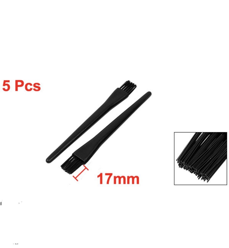 5 Pcs Black Plastic Straight Handle Computer PC Vents Anti Static ESD Dust Brush