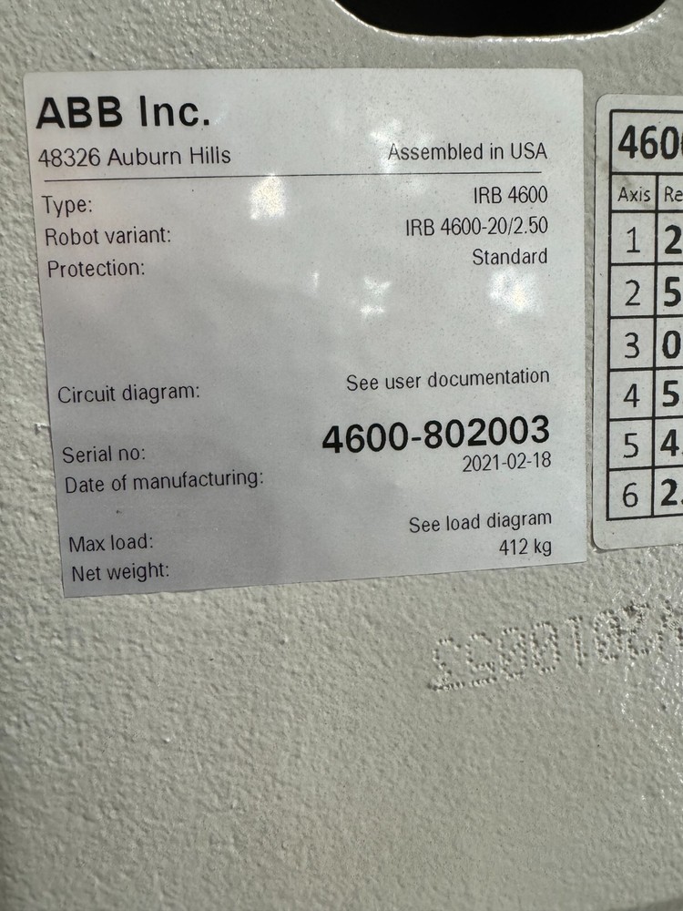 ABB MODEL IRB 4600 ROBOT WELDING SYSTEM