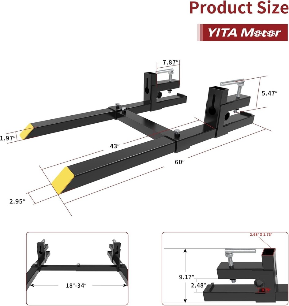 Adjustable Stabilizer Bar Pallet Forks-