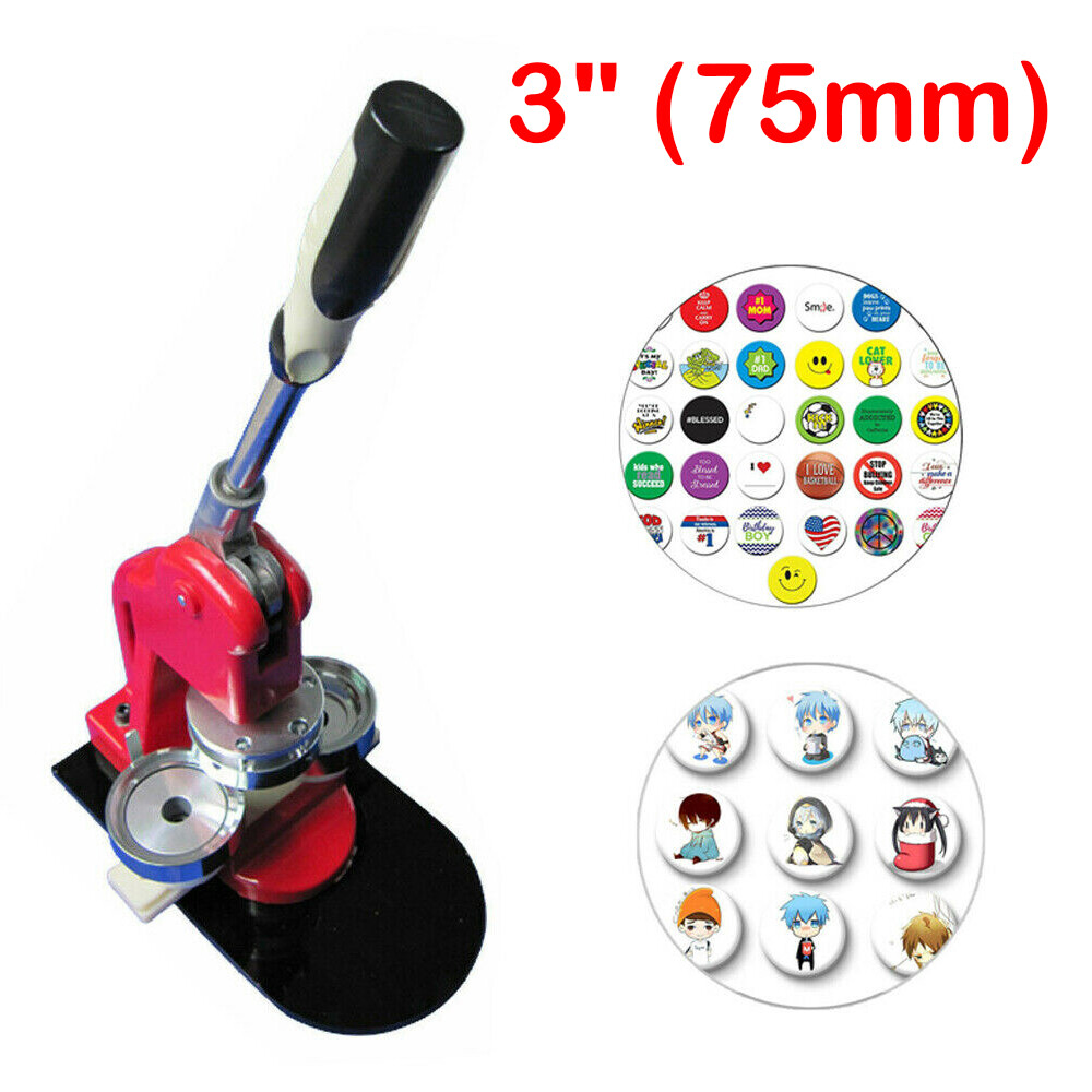3" (75mm) Button Badge Maker Machine Button Badge Punch Press Machine New
