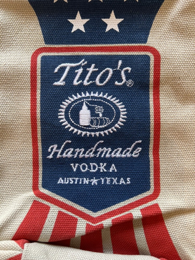 Tito's Vodka 25th Anniversary Embroidered Canvas Drawstring Bottle Bag NWT