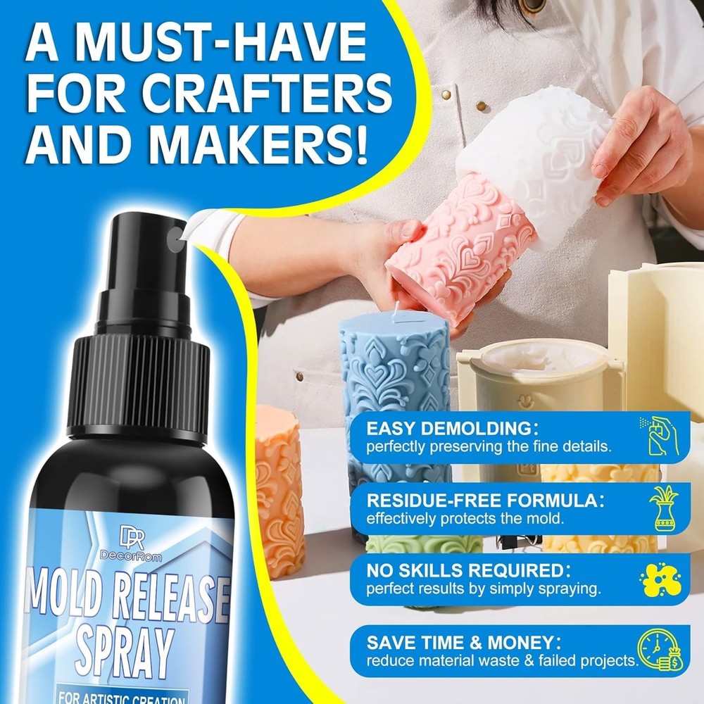 Mold Release Spray, 7oz Silicone Mold Release Spray, Water Based Fast Drying Odo