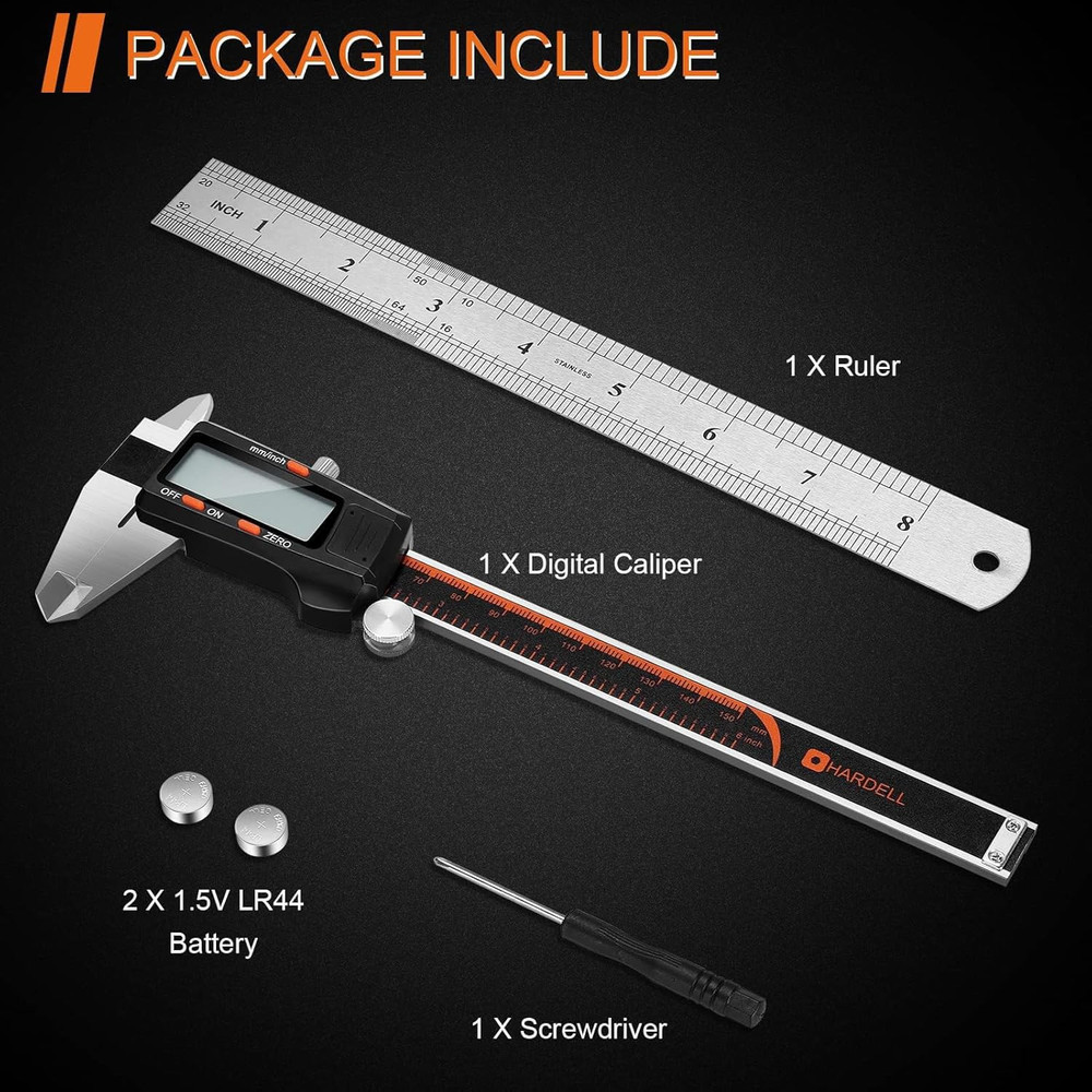 Digital Caliper 6 Inch with Large LCD Screen, Calipers Measuring Tool - Auto-Off