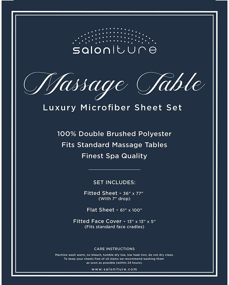 3-Piece Microfiber Massage Table Sheet Set - Premium Facial Bed Cover - Includes