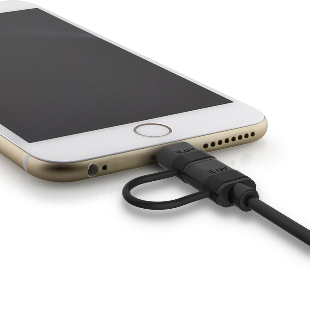 iLuv ICB267 2-in-1 SYNC/CHARGE Lightning Cable with Micro USB for Apple/Android.