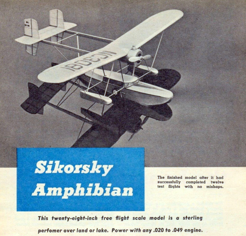 SIKORSKY S-39 TWO PLANS + CONSTRUCTION ARTICLE for 28" & 42" Model Airplanes