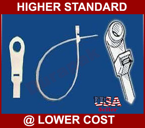 100 pk 15" White Mountable Head Cable Tie 120 Lbs Nylon