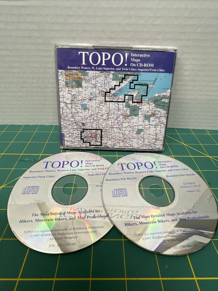 TOPO Interactive Maps On CD-ROM (Windows 3.1, NT) version 1.2.3 Genuine!