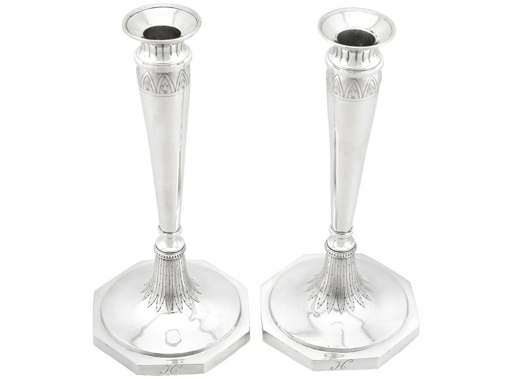 Antique Continental Silver Candlesticks 1880