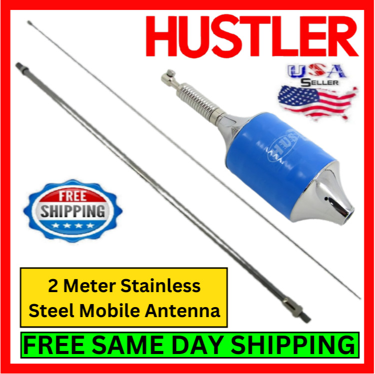 Hustler SCB Blue Mobile Center Load Antenna 55" & Large Diameter, Efficient Coil