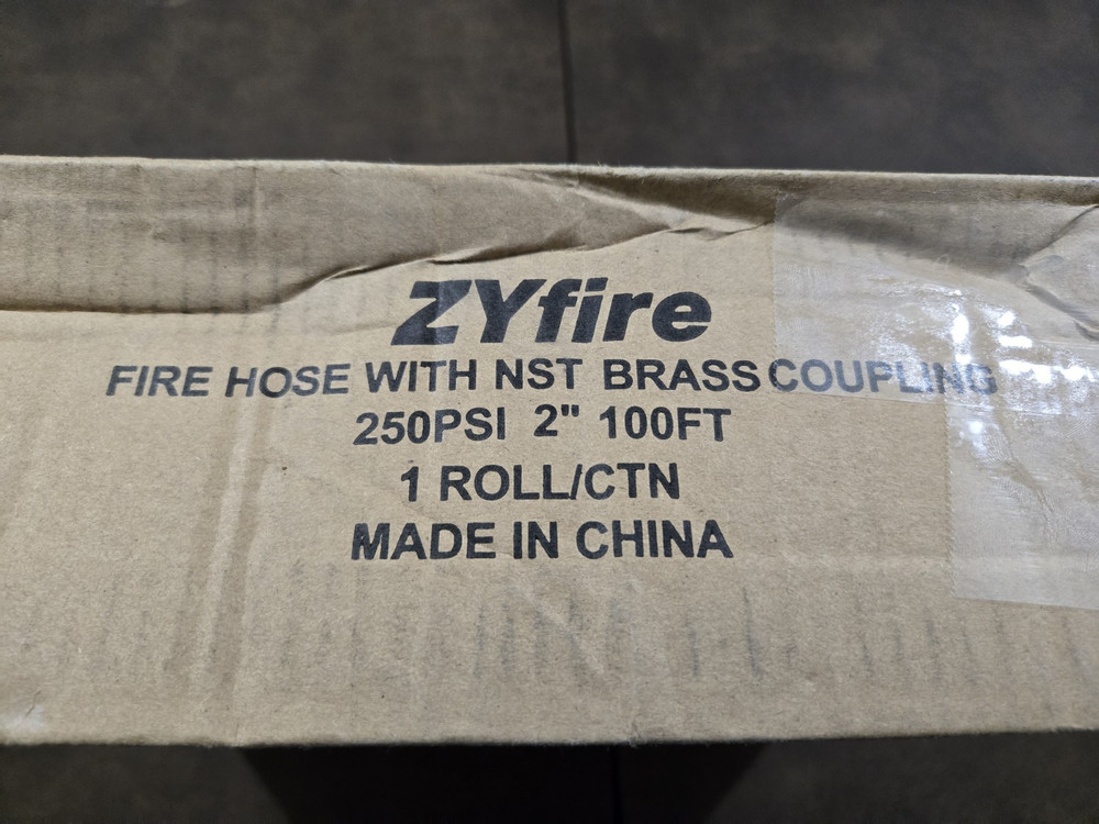 ZYfire Fire Hose with NST Brass Coupling - 250 PSI 2" 100ft - Open Box