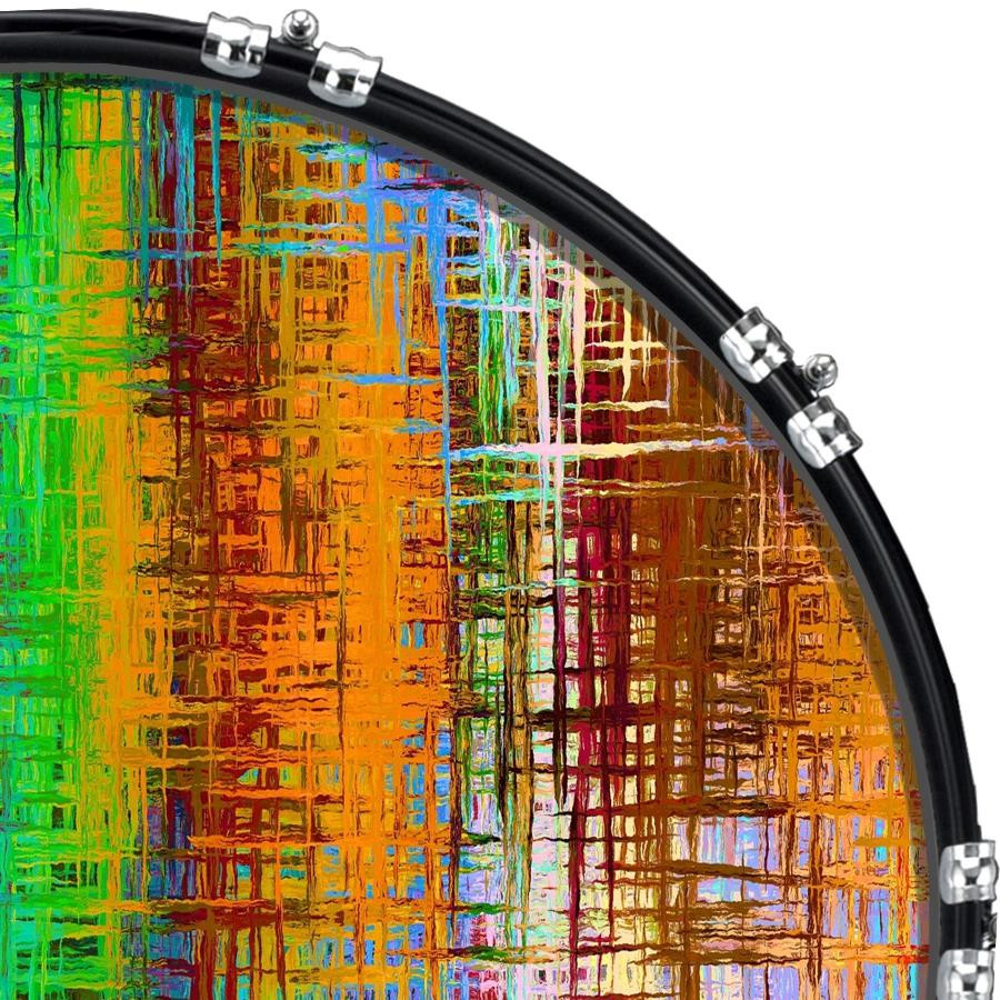 20" Custom Bass Kick Drum Front Head Graphical Colorful Interference