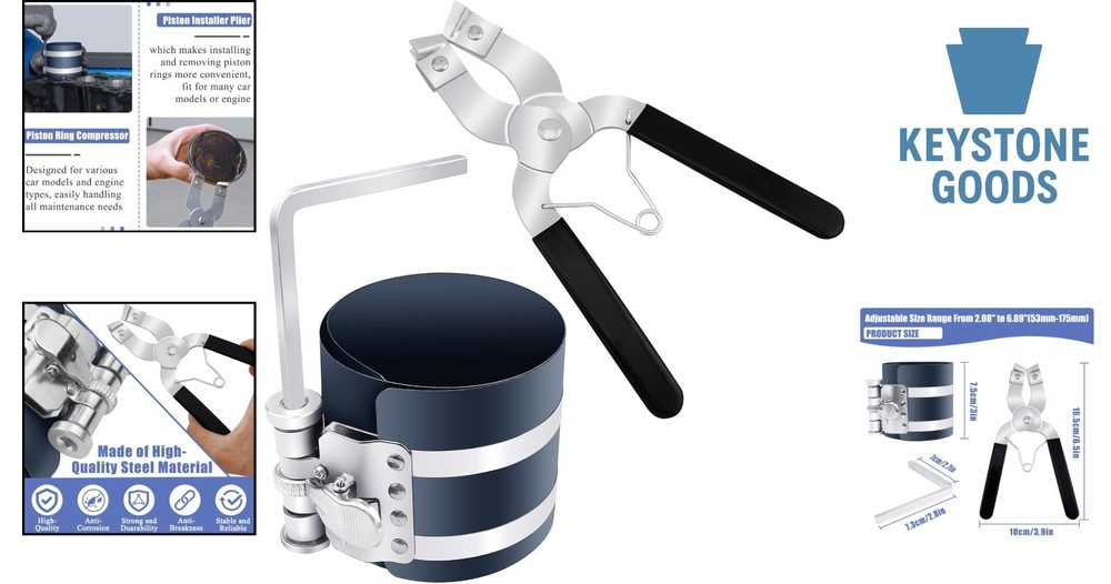 Adjustable Piston Ring Compressor & Installer Set for Car Engines