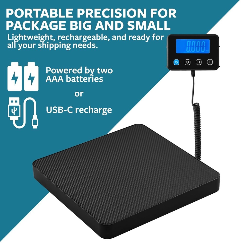 Professional Digital Package Scale, 220 lb Capacity with Hold & Tare Features