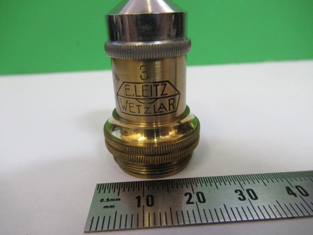 ANTIQUE BRASS ERNST LEITZ "3" OBJECTIVE MICROSCOPE PART AS PICTURED #R6-A-72