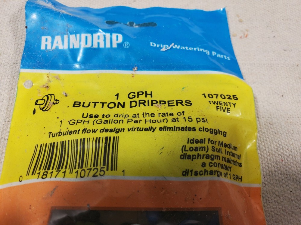 Rain Drip System 107025, 1 GPH Button Drippers - QTY 25