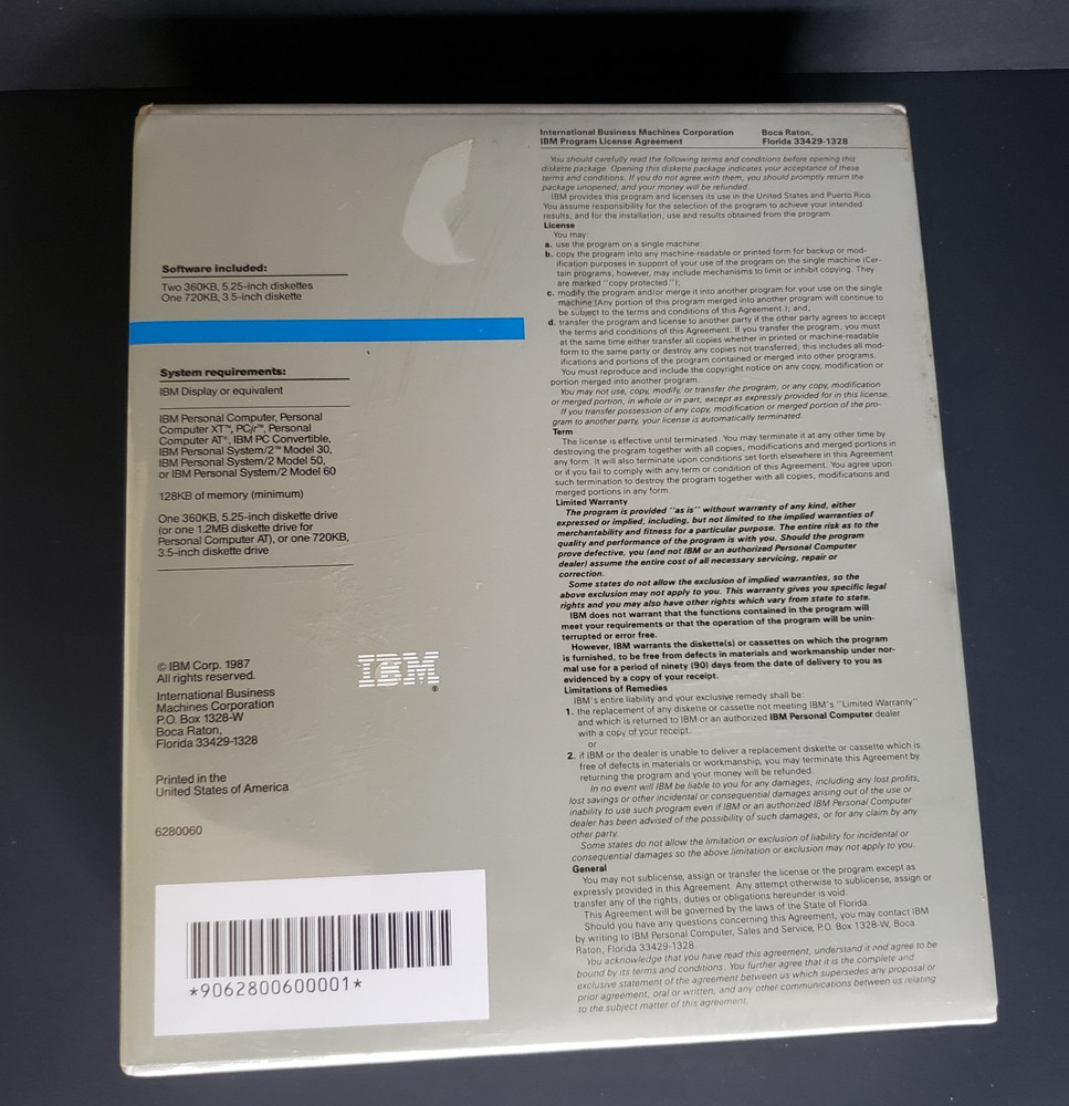 Disk Operating System IBM Sealed DOS Version 3.30 3.5"& 5.25" Diskettes 1987